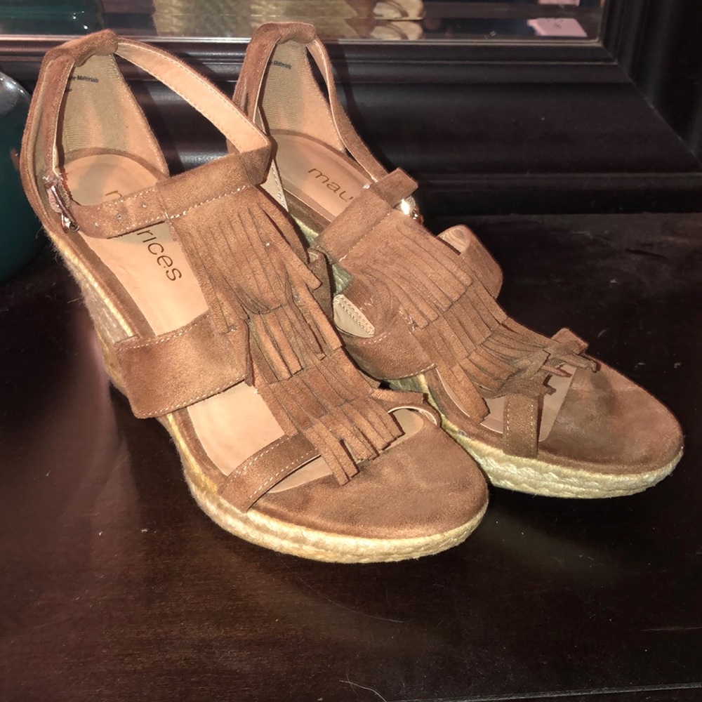 Maurices Suede Fringe Wedges